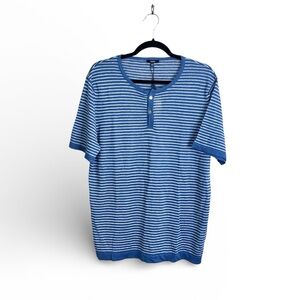 Benson Men’s Striped Linen T-shirt in Blue Size Medium NEW
